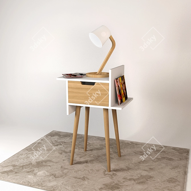 Sleek Duo: Modern Bedside Set 3D model image 1