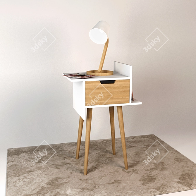 Sleek Duo: Modern Bedside Set 3D model image 2