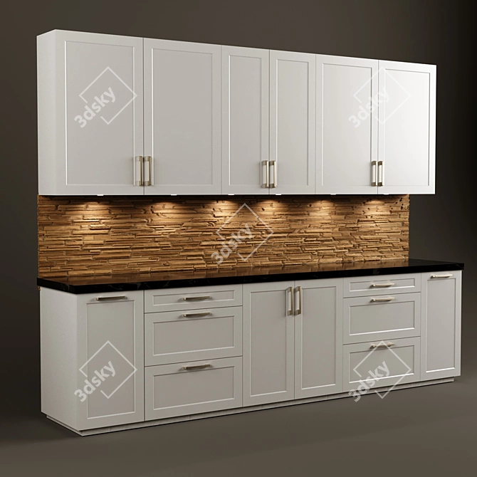 Elegant Classic Kitchen Cabin 3D model image 1