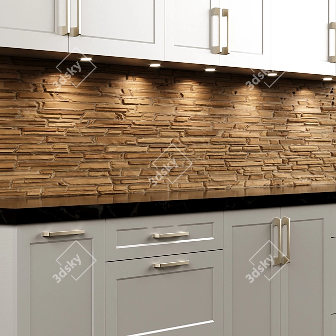 Elegant Classic Kitchen Cabin 3D model image 2