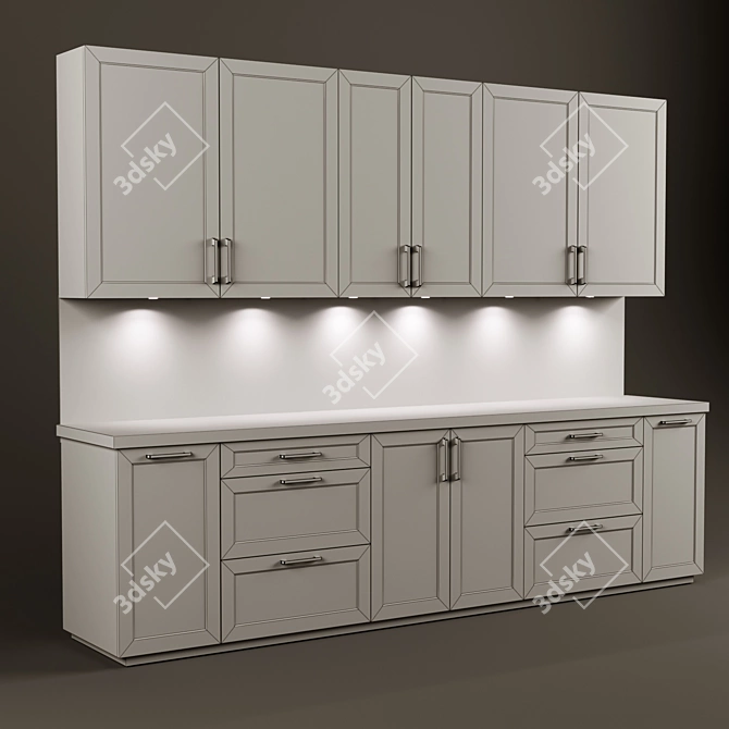 Elegant Classic Kitchen Cabin 3D model image 3