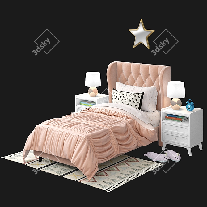 Elegant Monarch Twin Bed: Charming Yet Practical 3D model image 1