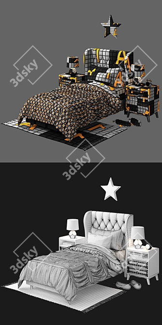 Elegant Monarch Twin Bed: Charming Yet Practical 3D model image 3