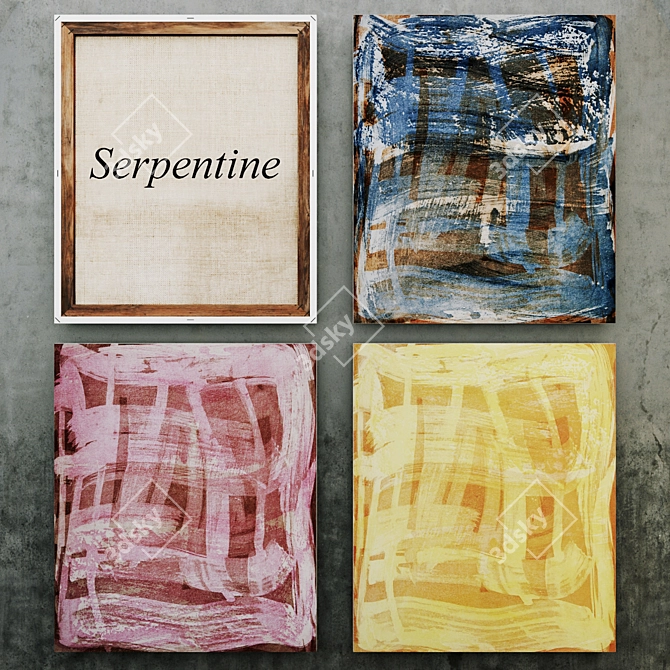 (50 Characters) Abstract Serpentine Paintings Collection 3D model image 1