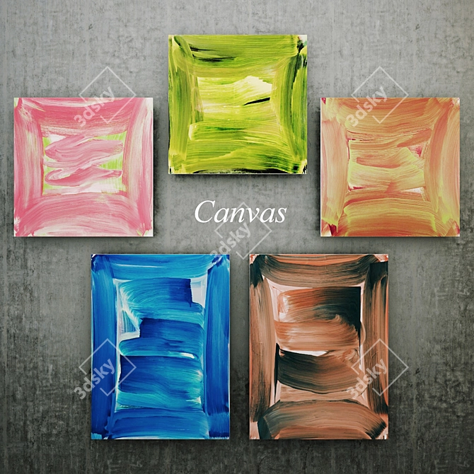 Abstract Canvas Paintings 3D model image 1