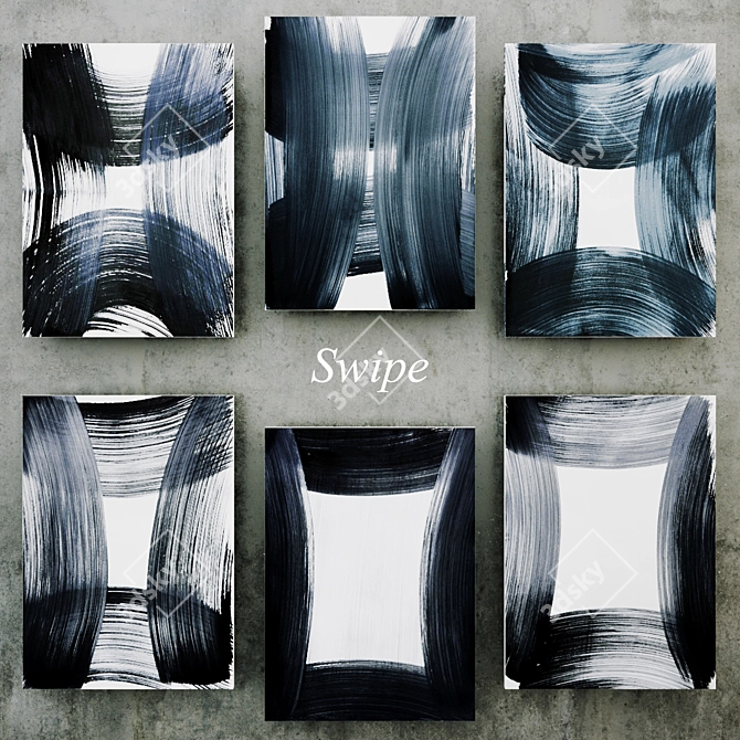 Vivid Abstract Swipe Paintings 3D model image 1