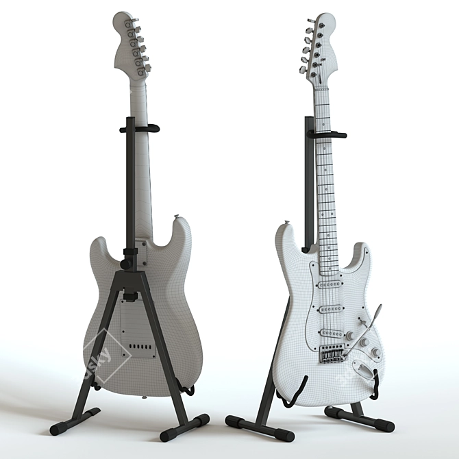 Squier Stratocaster Electric Guitar 3D model image 2