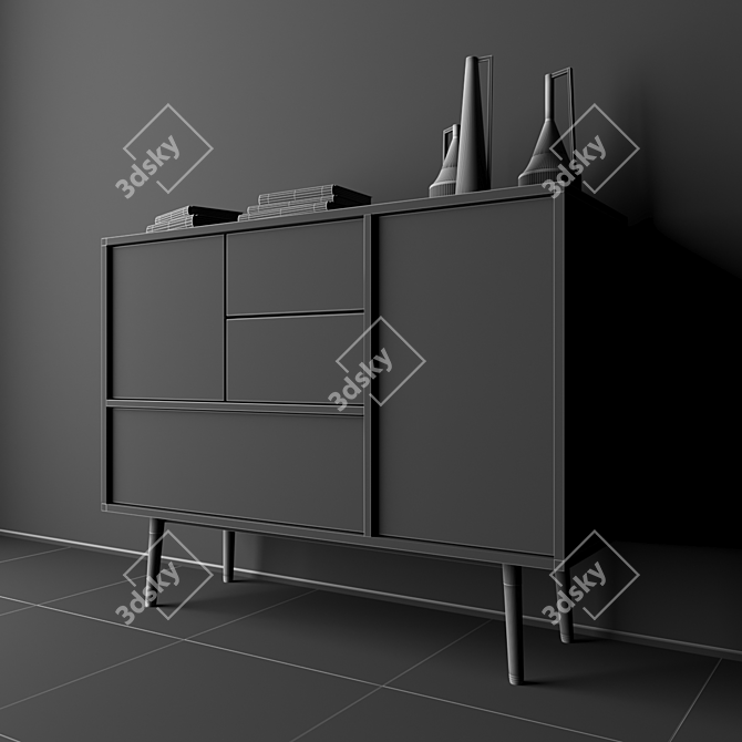 Modern Milton Highboard: Stylish & Functional 3D model image 3