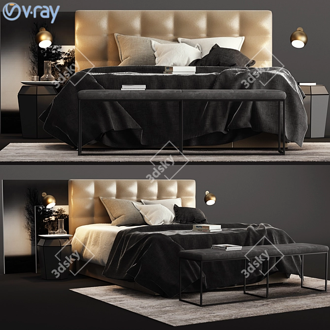 Stylish BoConcept MEZZO London Bed 3D model image 1