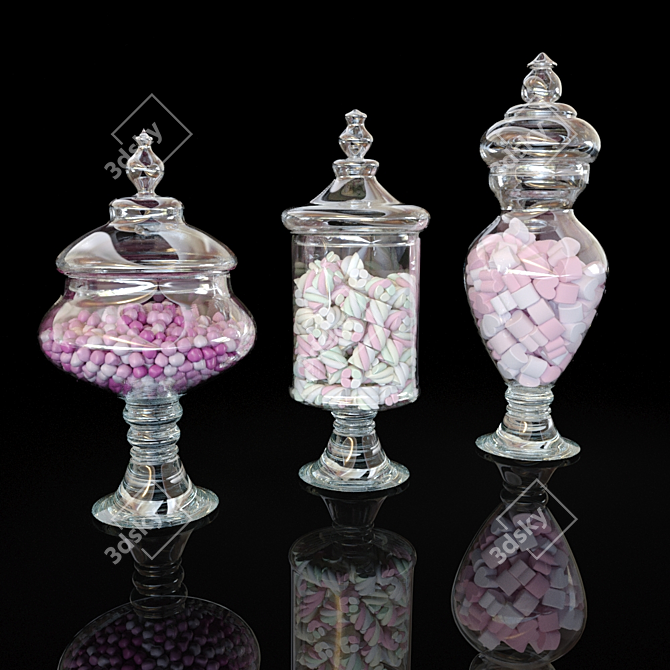 Sweet Delights: Glass Candy Jars 3D model image 1