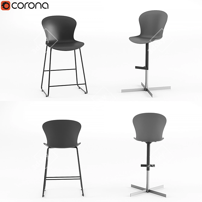 Sleek Adeliade Bar Chairs 3D model image 1