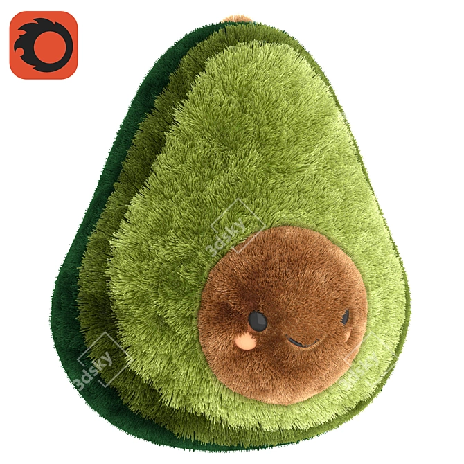 Plush Avocado Toy 3D model image 1