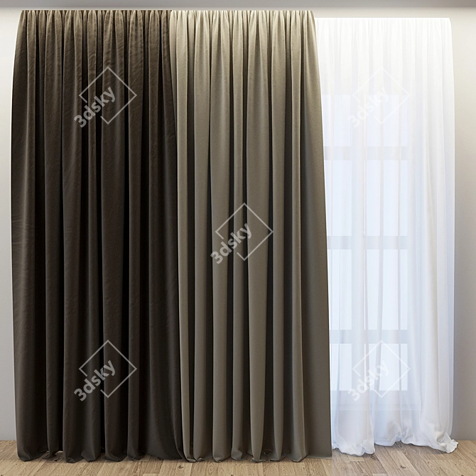 Modern Design Window Curtains 3D model image 1