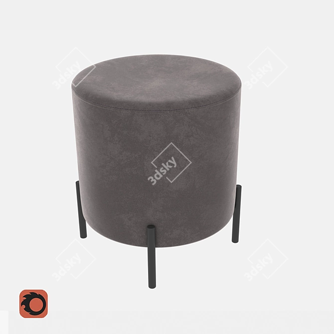 Metallic Ottoman Pouf: Contemporary Design 3D model image 2