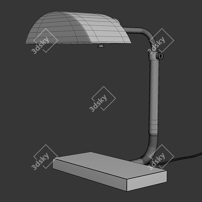 Elegant Aged Brass Desk Lamp 3D model image 3