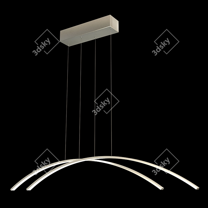 Modern Double LED Linear Chandelier 3D model image 1