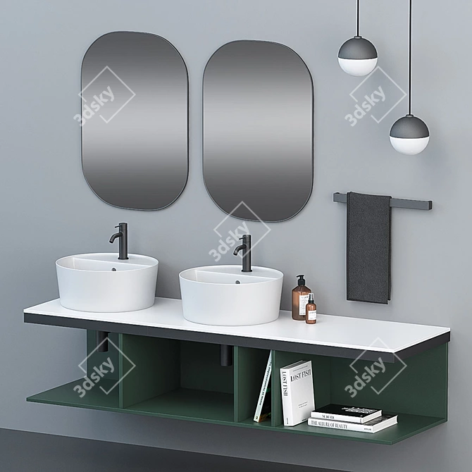 Aesthetic Bathroom Set with Decor 3D model image 1