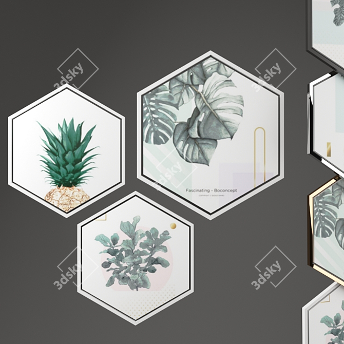 Modern Hexagonal Picture Frames 3D model image 1