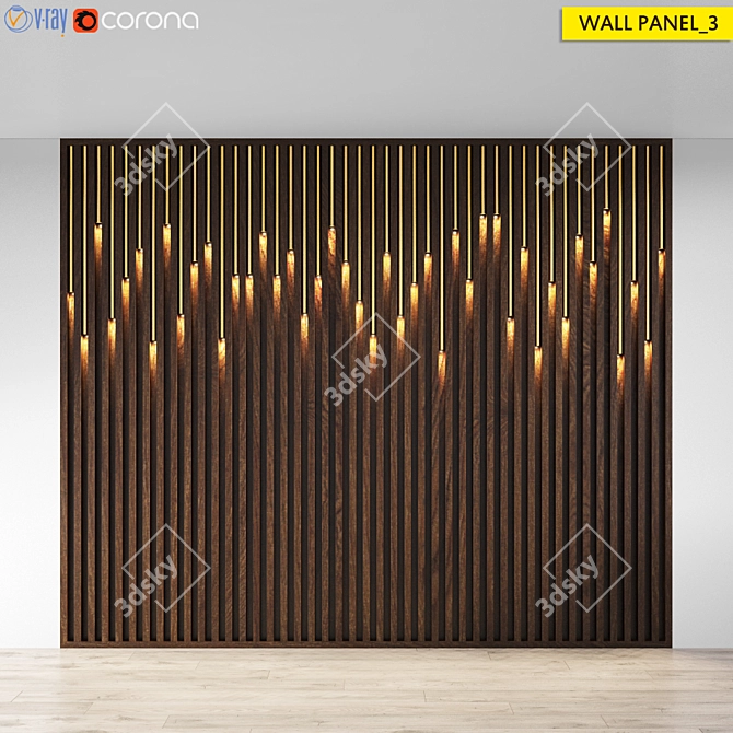 Luxury Metal Trim Wall Panel 3D model image 1