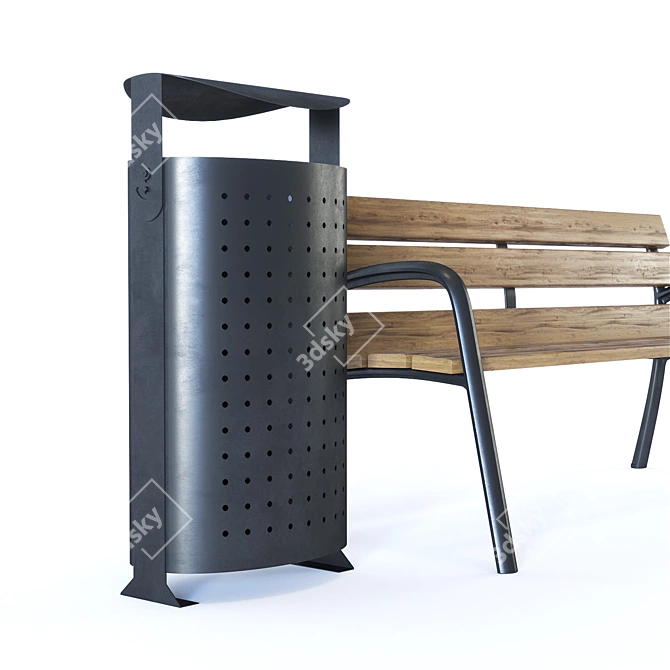 Modo Bench and Arcoiris Bin: Fabregas Street Furniture 3D model image 2