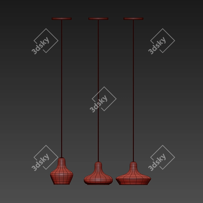 Elegant Glass Pendant Lamp 3D model image 2