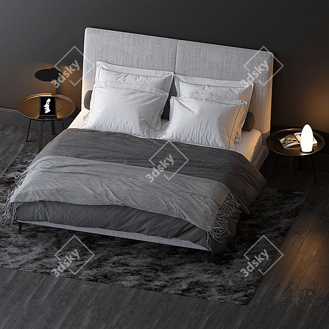 Elegant Demetra Bed & Husk Side Table 3D model image 2