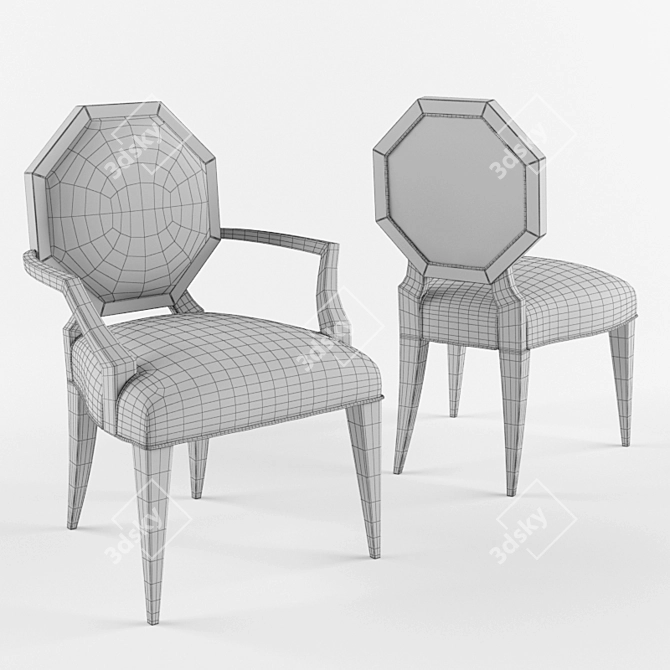 Elegant Octavia Chair Set 3D model image 3