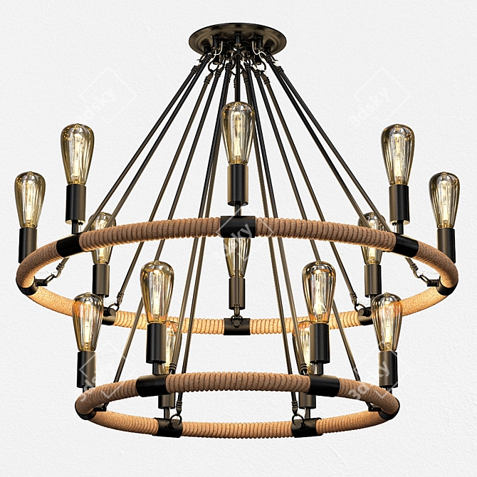 Iron Rope Pendant Light 3D model image 1