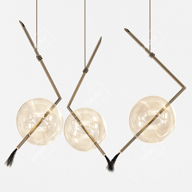 Sleek Black Pendant Lighting 3D model image 1