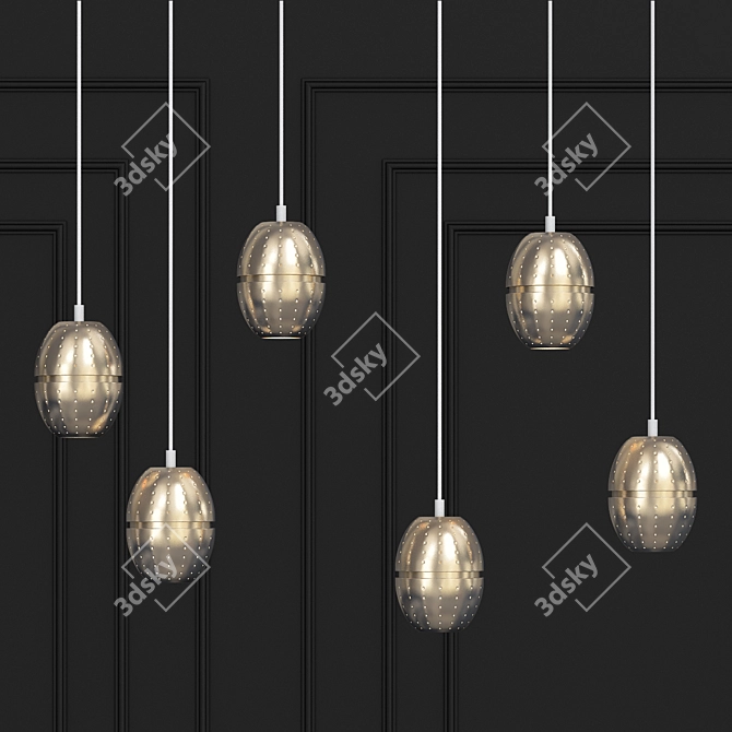 Vintage Brass Pendant Light 3D model image 1