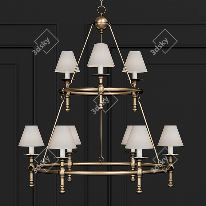 Elegant Classic Two-Tier Ring Chandelier 3D model image 1