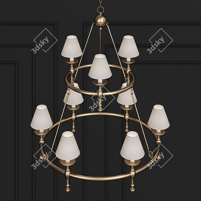 Elegant Classic Two-Tier Ring Chandelier 3D model image 2