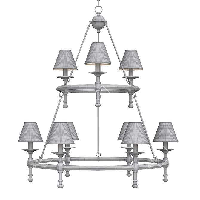 Elegant Classic Two-Tier Ring Chandelier 3D model image 3