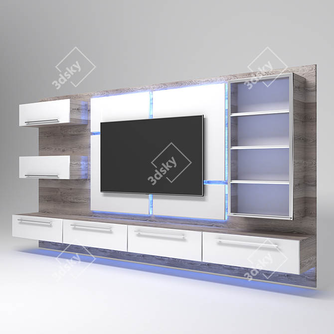 Modern TV Wall Unit 3D model image 2