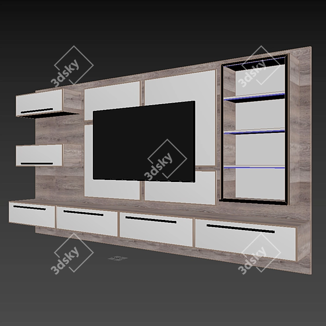 Modern TV Wall Unit 3D model image 3