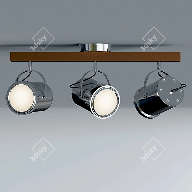 Carlton 3 Light Spotlight Bar: Sleek Silver Ceiling Fixture 3D model image 1