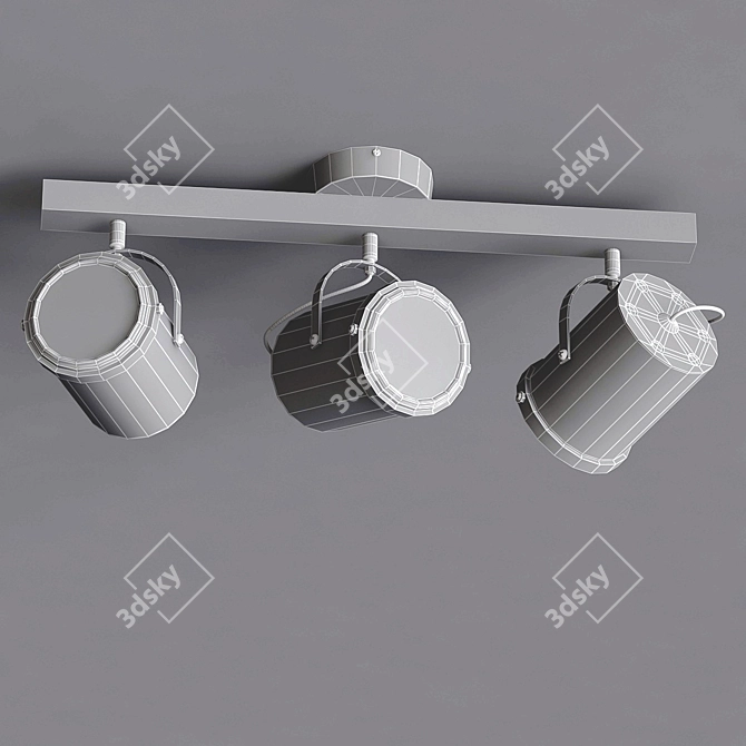 Carlton 3 Light Spotlight Bar: Sleek Silver Ceiling Fixture 3D model image 3