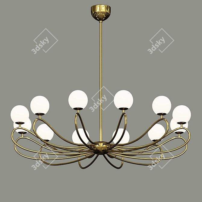 Elegant Papillon 1-Tier Lamp: Venetian Glass & Art Nouveau Design 3D model image 1