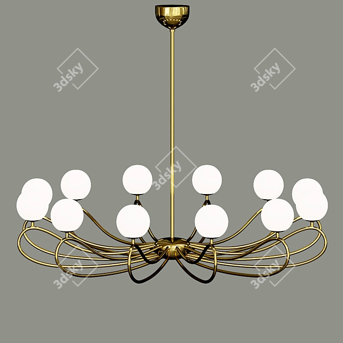 Elegant Papillon 1-Tier Lamp: Venetian Glass & Art Nouveau Design 3D model image 3