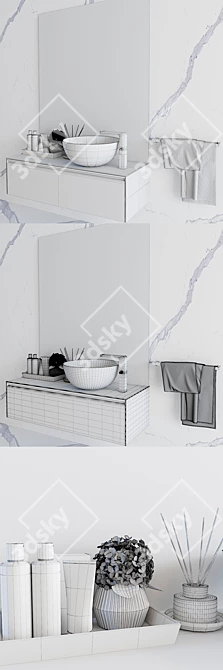 NOKEN LOUNGE 1200mm: Modern Luxury Bathroom Set 3D model image 3