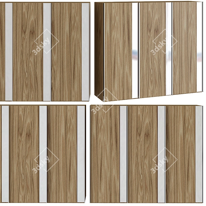 Rustic Wooden Wardrobe 3D model image 1