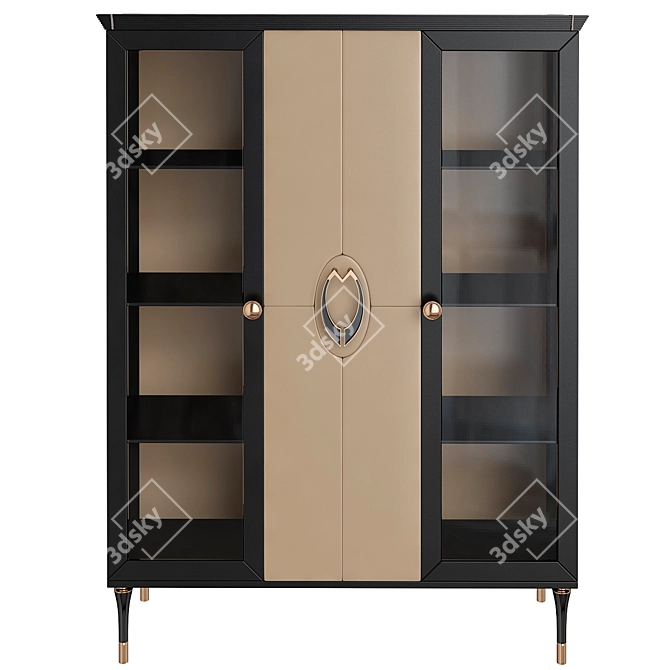 Modern Glass-Door Sideboard 3D model image 2