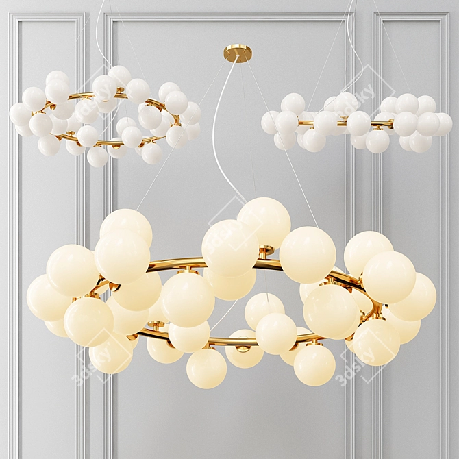 Milk Bubble Round Chandelier with 25 G95 Bulbs 3D model image 1