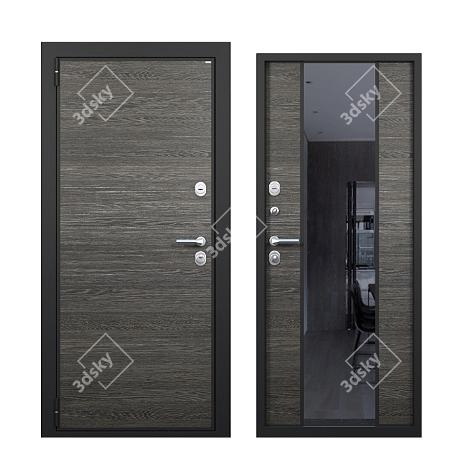 Modern Mirror Door - OM Door 3D model image 1