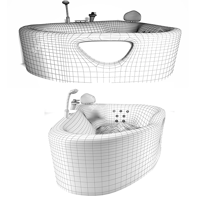 Luxury Corner Bath - 1500x1500 3D model image 2
