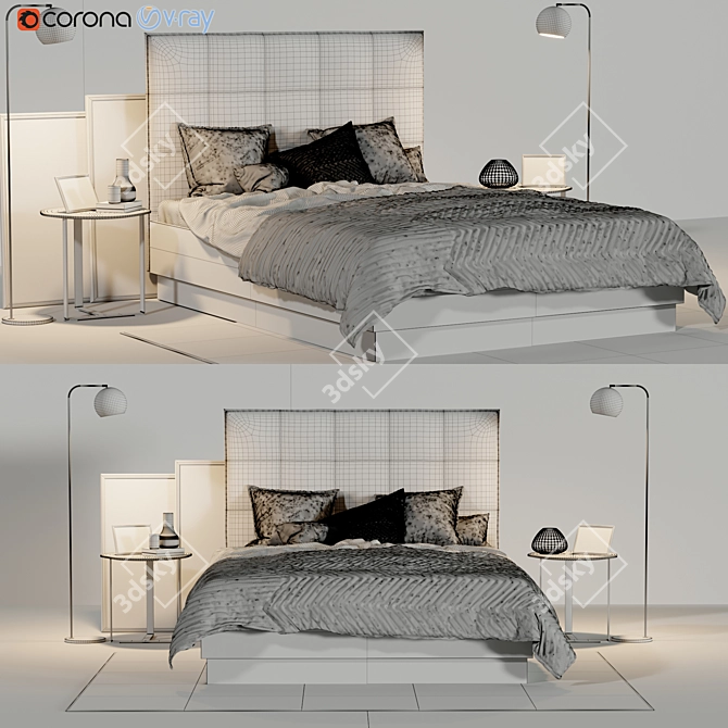 Lugana Bed: Serenity meets storage 3D model image 3