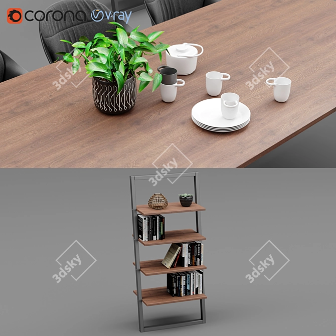 Elegant Lyon Table & Adelaide Chair 3D model image 1