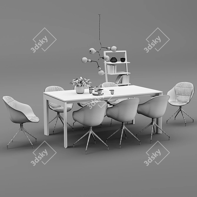 Elegant Lyon Table & Adelaide Chair 3D model image 2