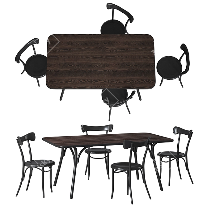 Arch Dining Table & Cafestuhl Set 3D model image 1