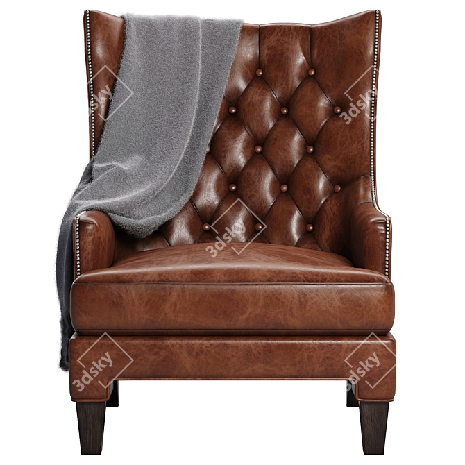 Title: Maximus Leather Wingback Chair 3D model image 2